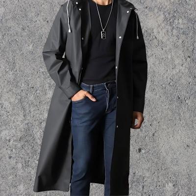 Regenmantel für Herren | Mit Kapuze | Zum Zuknöpfen | Langer Regenmantel | Wasserdichter Mantel-Chaps Herrenmode