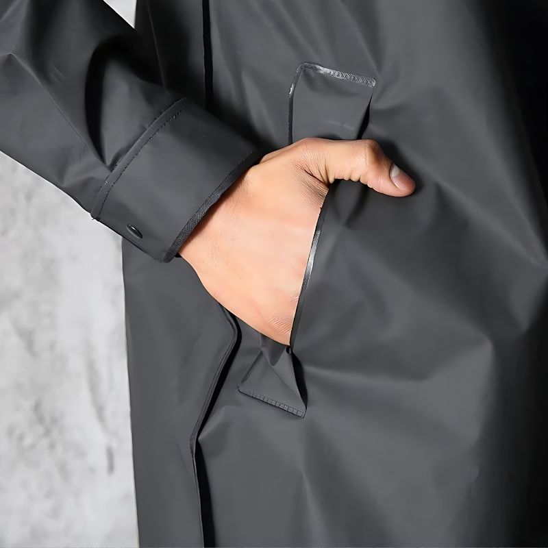 Regenmantel für Herren | Mit Kapuze | Zum Zuknöpfen | Langer Regenmantel | Wasserdichter Mantel-Chaps Herrenmode