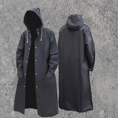 Regenmantel für Herren | Mit Kapuze | Zum Zuknöpfen | Langer Regenmantel | Wasserdichter Mantel-Schwarz-M-Chaps Herrenmode