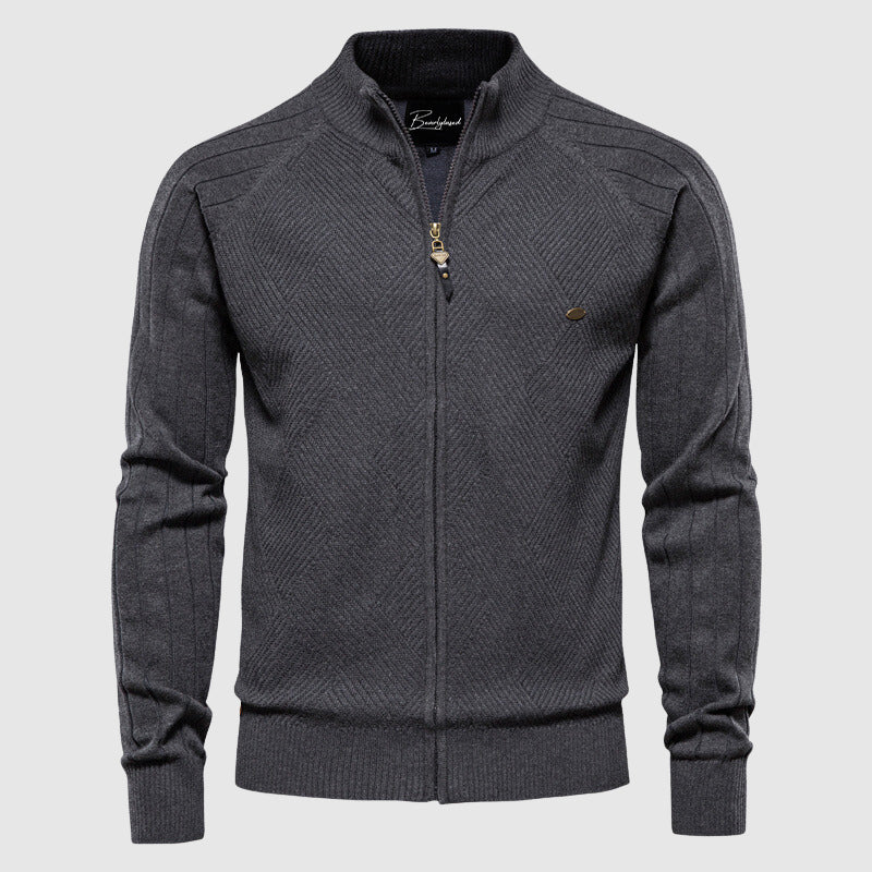 Reißverschluss-Pullover | Durchgehender Reißverschluss | Gestrickt | Strickjacke mit Reißverschluss | Herren-Strickjacke-Grau-M-Chaps Herrenmode