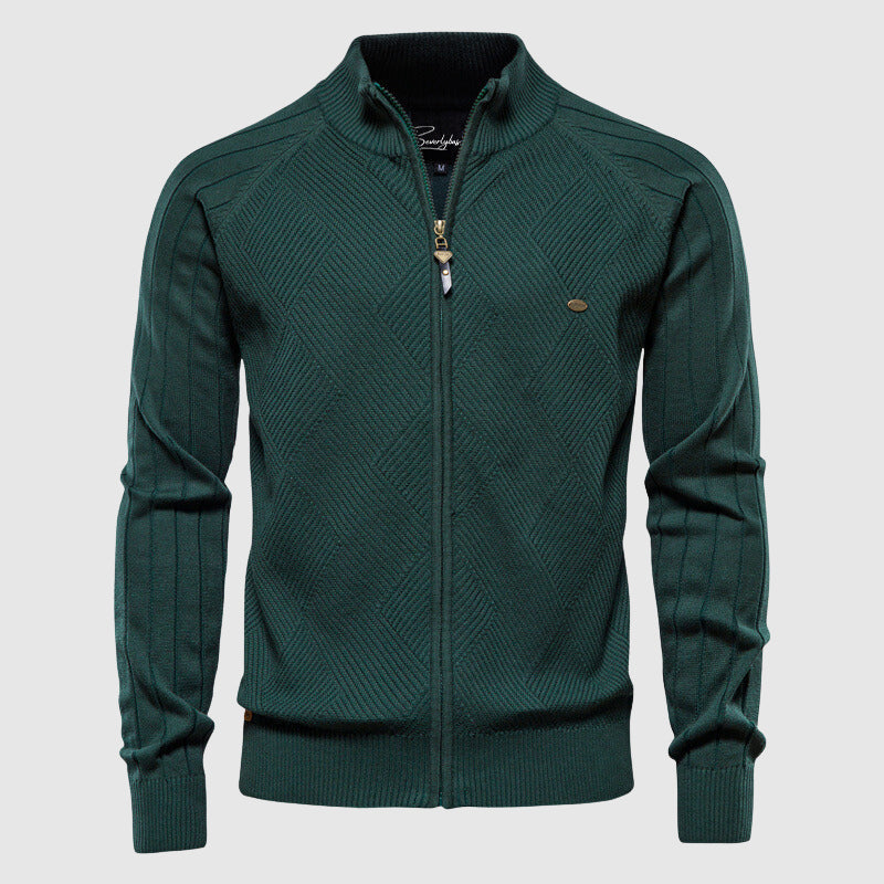 Reißverschluss-Pullover | Durchgehender Reißverschluss | Gestrickt | Strickjacke mit Reißverschluss | Herren-Strickjacke-Grün-M-Chaps Herrenmode