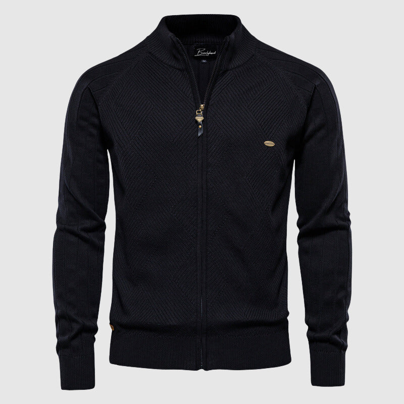 Reißverschluss-Pullover | Durchgehender Reißverschluss | Gestrickt | Strickjacke mit Reißverschluss | Herren-Strickjacke-Schwarz-M-Chaps Herrenmode