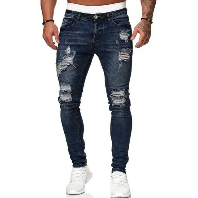 Ripped Jeans | Slim-Fit-Jeans | Gewaschene Jeans | Skinny-Jeans | Herrenjeans-Blau-S-Chaps Herrenmode