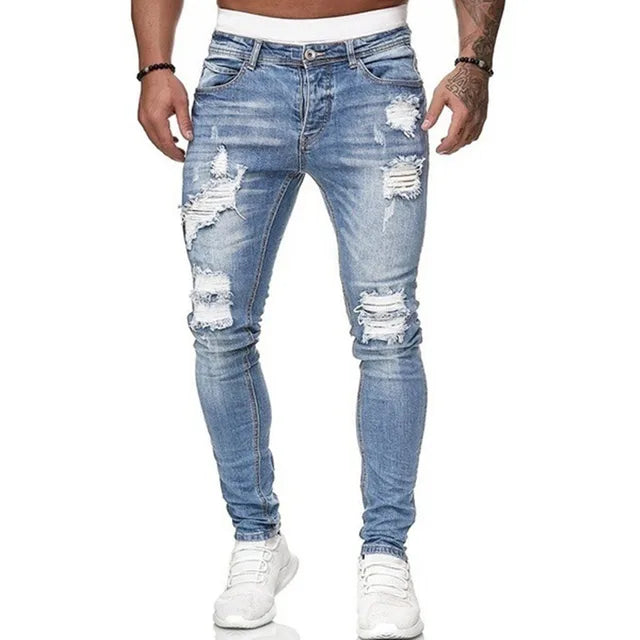 Ripped Jeans | Slim-Fit-Jeans | Gewaschene Jeans | Skinny-Jeans | Herrenjeans-Hellblau-S-Chaps Herrenmode