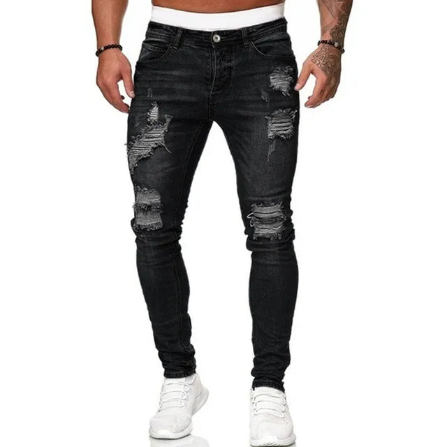 Ripped Jeans | Slim-Fit-Jeans | Gewaschene Jeans | Skinny-Jeans | Herrenjeans-Schwarz-S-Chaps Herrenmode