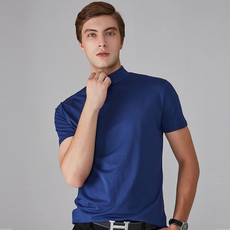 Rollkragen-T-Shirt – Kurzarm – Einfarbig – T-Shirts mit hohem Kragen – Herrenbekleidung-Chaps Herrenmode
