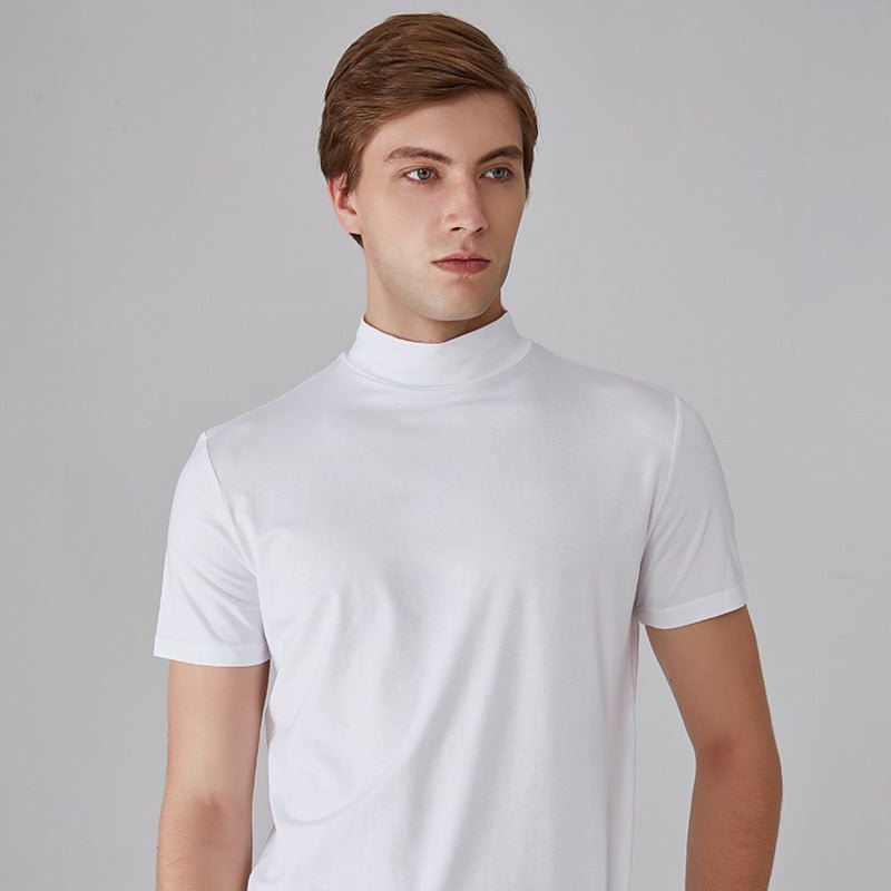 Rollkragen-T-Shirt – Kurzarm – Einfarbig – T-Shirts mit hohem Kragen – Herrenbekleidung-Chaps Herrenmode