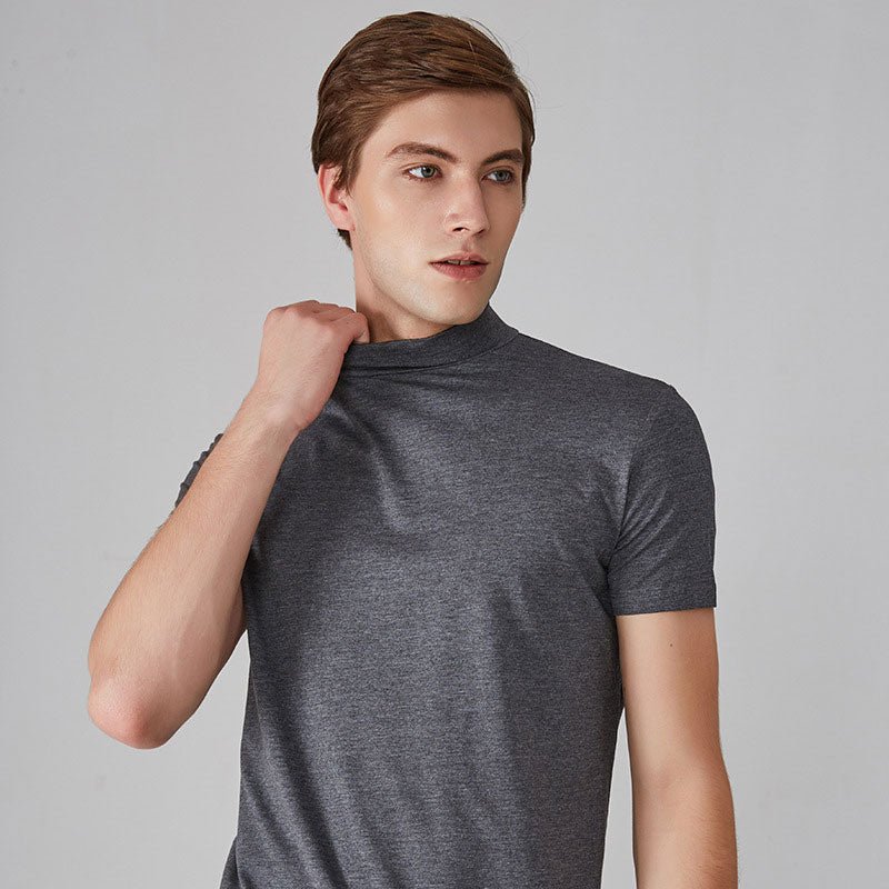 Rollkragen-T-Shirt – Kurzarm – Einfarbig – T-Shirts mit hohem Kragen – Herrenbekleidung-Chaps Herrenmode