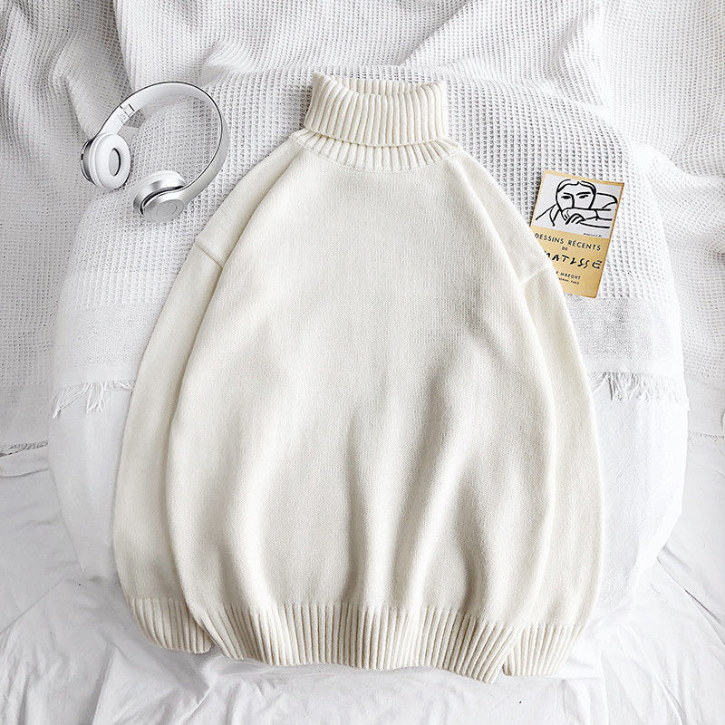 Rollkragenpullover - Herren Rollkragenpullover in Übergröße Strickpullover-Weiß-M-Chaps Herrenmode