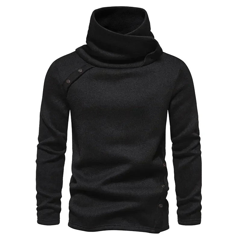 Rollkragenpullover – Langärmliger Pullover mit hohem Kragen für Herren-Schwarz-XS-Chaps Herrenmode