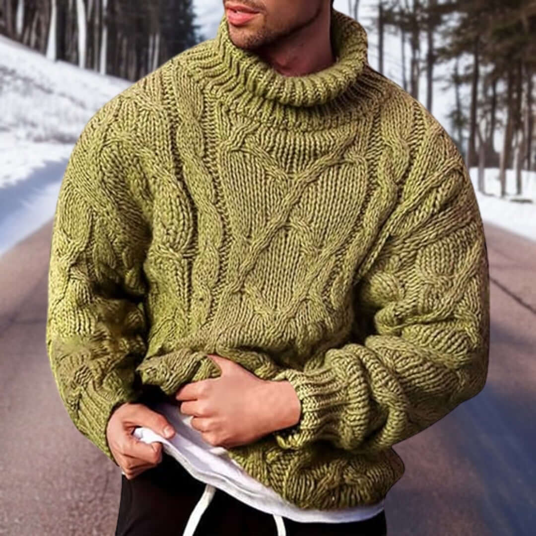 Rollkragenpullover – Rollkragenpullover – Chunky – Strickpullover – Herrenstrickwaren-Hellgrün-S-Chaps Herrenmode