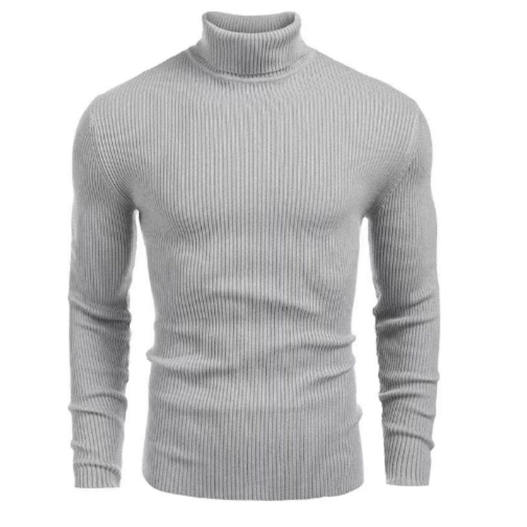 Rollkragenpullover – Slim Fit Strickpullover mit Rollkragen für Herren-Hellgrau-M-Chaps Herrenmode