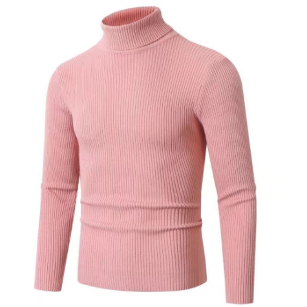 Rollkragenpullover – Slim Fit Strickpullover mit Rollkragen für Herren-Rosa-M-Chaps Herrenmode