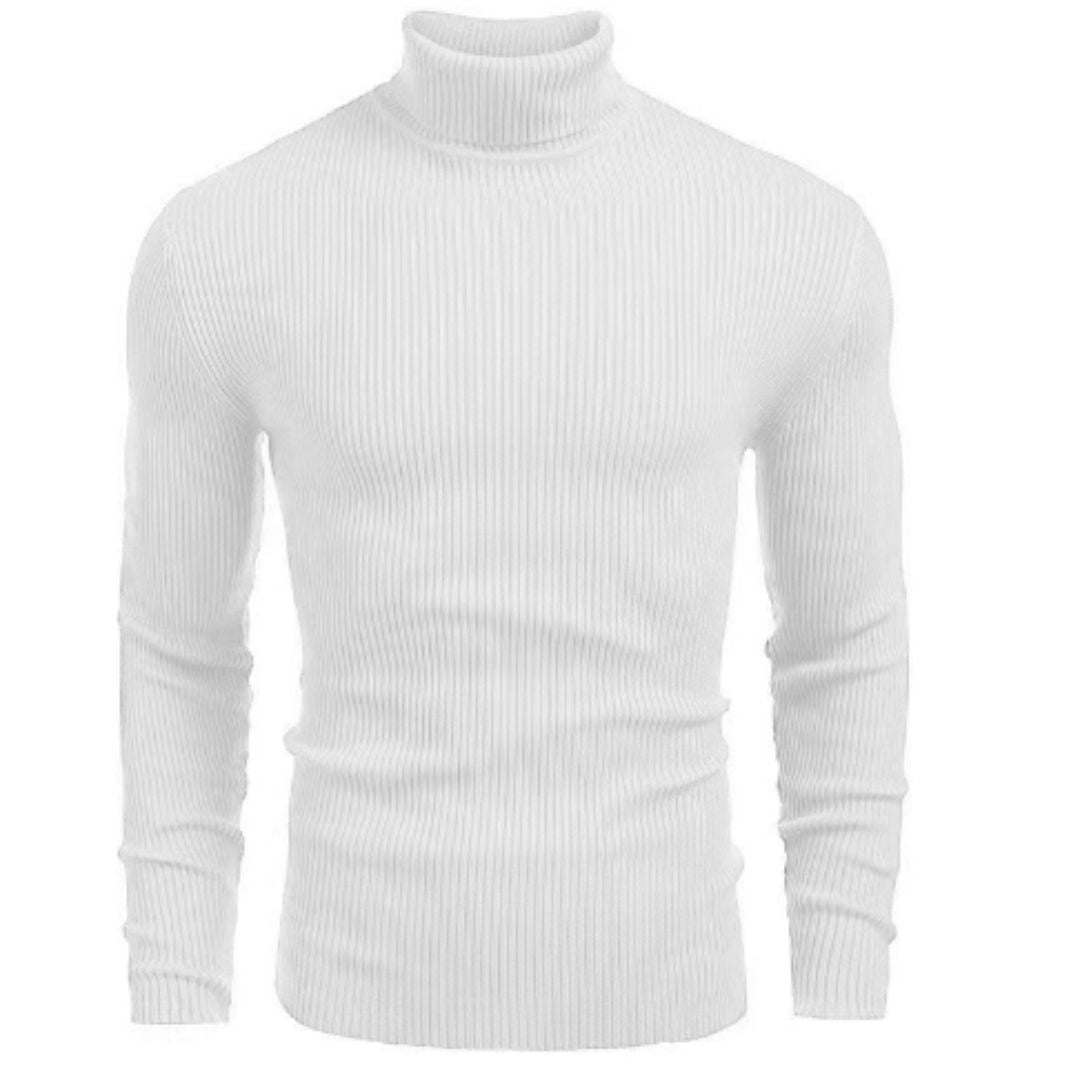 Rollkragenpullover – Slim Fit Strickpullover mit Rollkragen für Herren-Weiß-M-Chaps Herrenmode