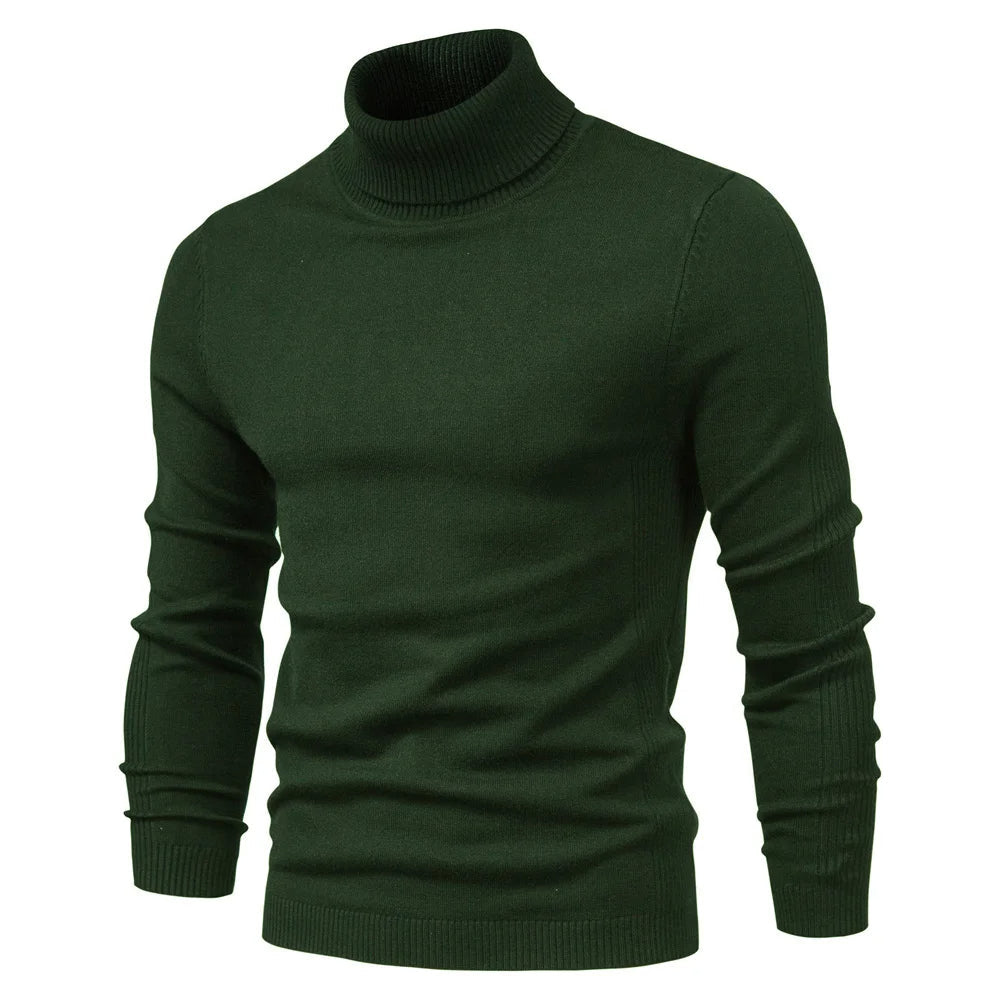 Rollkragenpullover – schmal geschnittener Herren-Strickpullover mit hohem Kragen-Armeegrün-S-Chaps Herrenmode