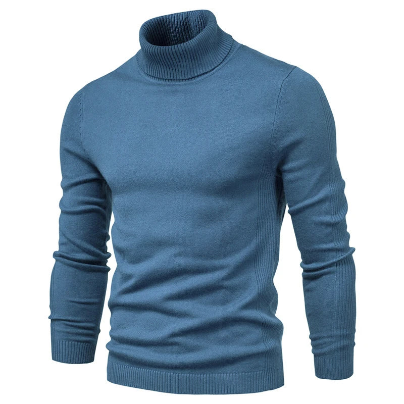 Rollkragenpullover – schmal geschnittener Herren-Strickpullover mit hohem Kragen-Hellblau-S-Chaps Herrenmode