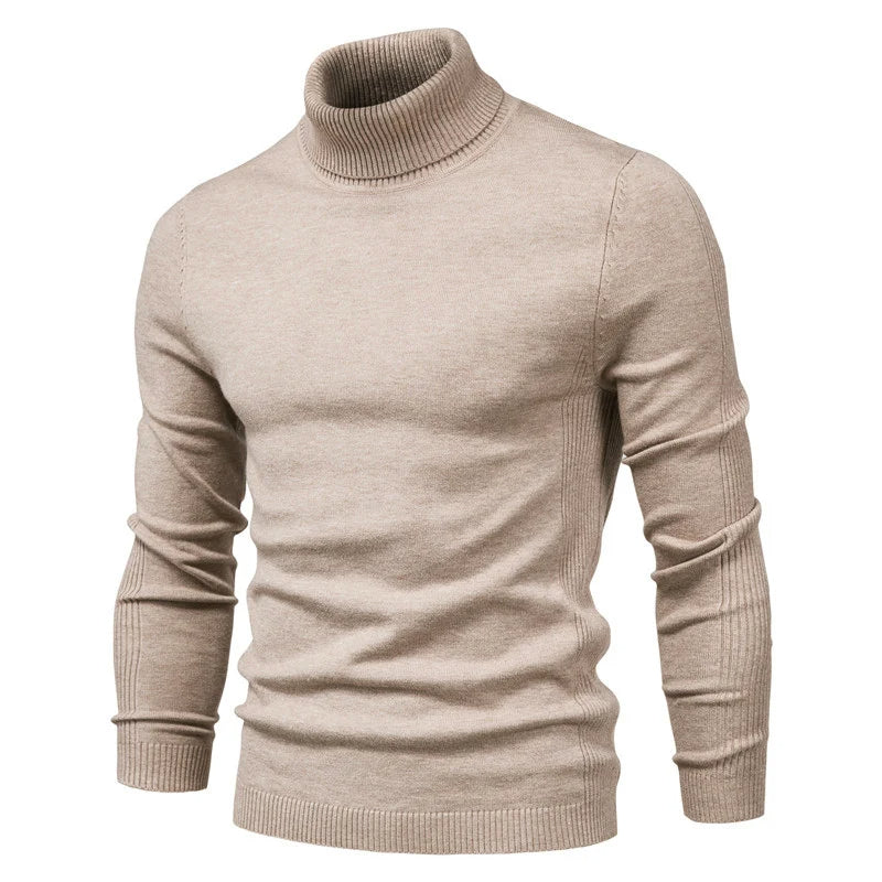 Rollkragenpullover – schmal geschnittener Herren-Strickpullover mit hohem Kragen-Khaki-S-Chaps Herrenmode