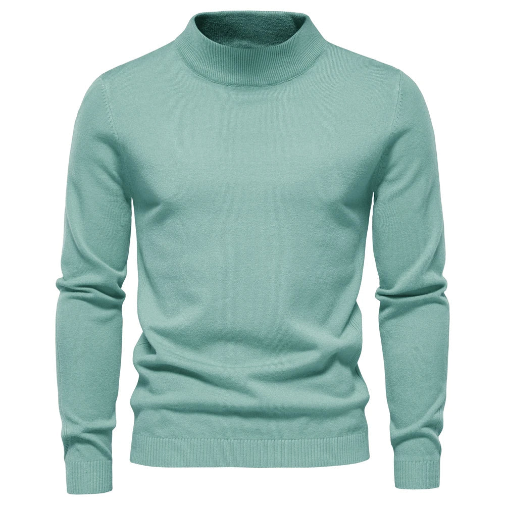 Rollkragenpullover – schmal geschnittener Herren-Strickpullover mit hohem Kragen-Lichtgroen-S-Chaps Herrenmode