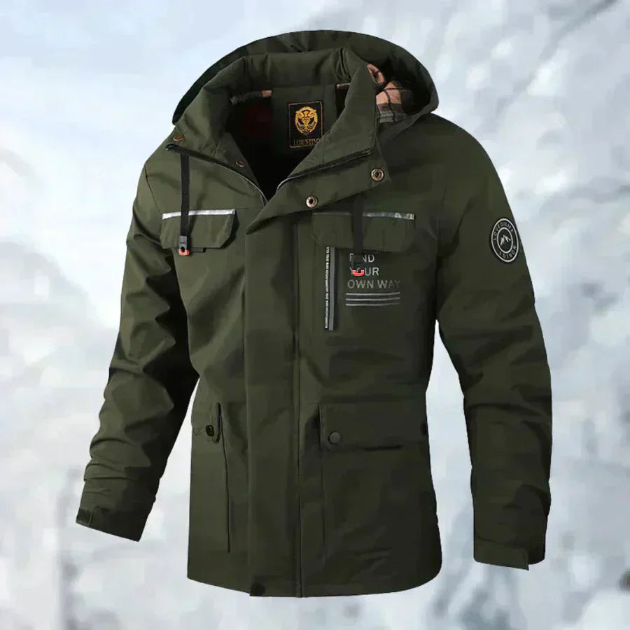 Schneefeste Jacke | Wasserdicht | Mit Kapuze | Einsatzjacke | Winterjacke für Herren-Grün-M-Chaps Herrenmode