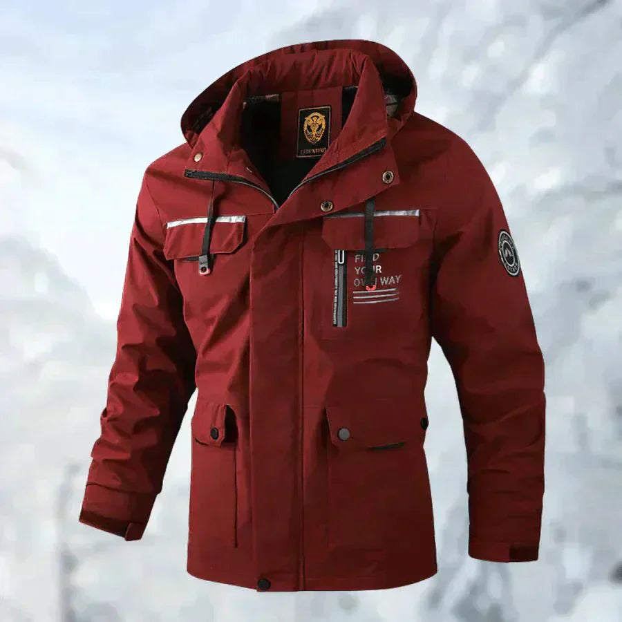 Schneefeste Jacke | Wasserdicht | Mit Kapuze | Einsatzjacke | Winterjacke für Herren-Rot-M-Chaps Herrenmode