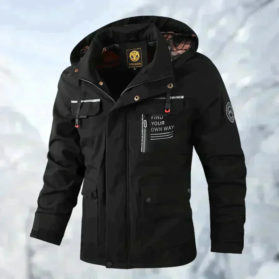 Schneefeste Jacke | Wasserdicht | Mit Kapuze | Einsatzjacke | Winterjacke für Herren-Schwarz-M-Chaps Herrenmode