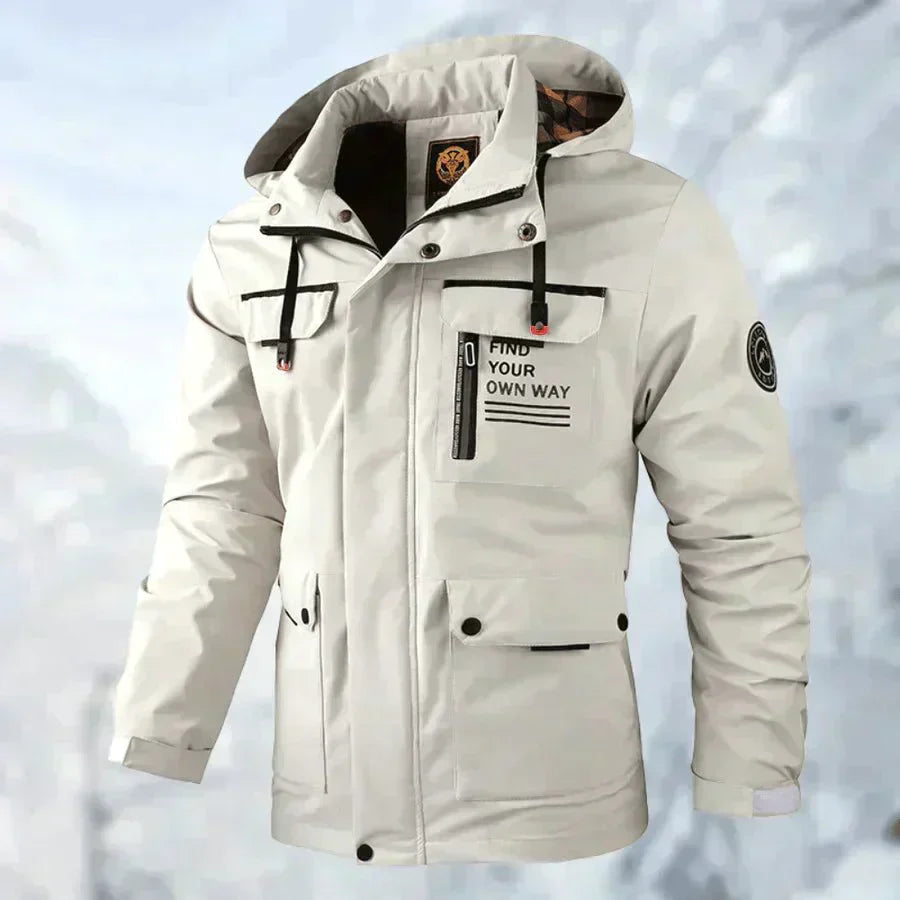 Schneefeste Jacke | Wasserdicht | Mit Kapuze | Einsatzjacke | Winterjacke für Herren-Weiß-M-Chaps Herrenmode
