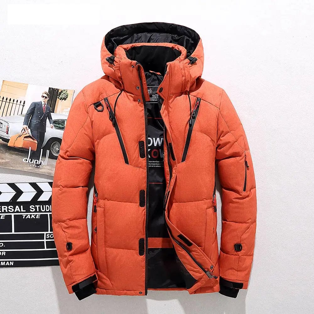 Schneejacke | Kapuzenjacke | Daunenjacke | Winterjacke für Herren-Orange-XS-Chaps Herrenmode