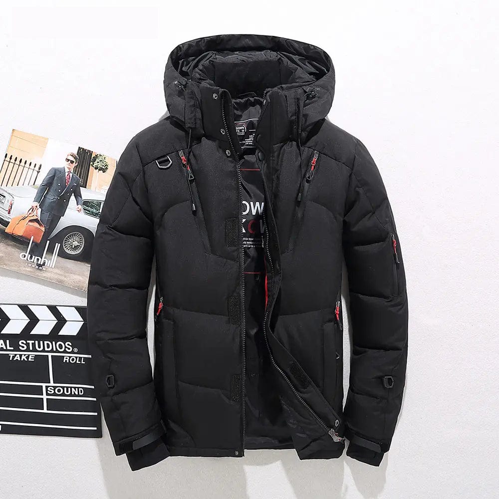 Schneejacke | Kapuzenjacke | Daunenjacke | Winterjacke für Herren-Schwarz-XS-Chaps Herrenmode