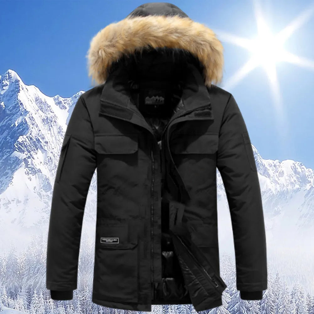 Schneejacke - Warm - mit Kapuze - Winterparka - Winterjacke für Männer-Schwarz-XS-Chaps Herrenmode