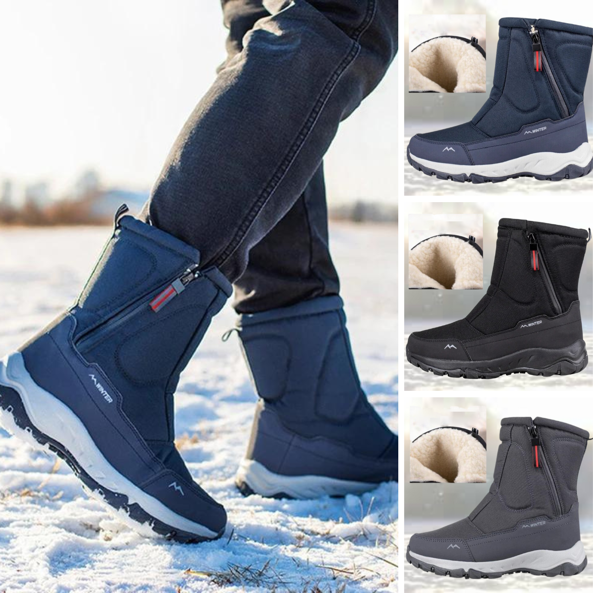 Schneestiefel – Mit Fell gefüttert – Rutschfest – Winterstiefel – Herrenstiefel-Chaps Herrenmode