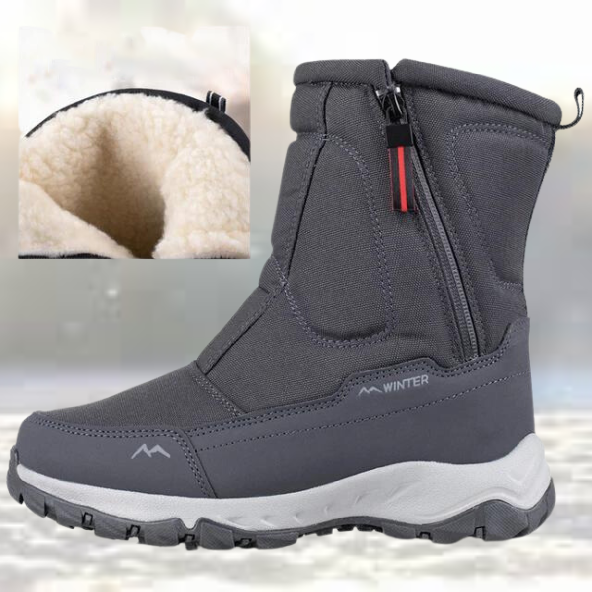 Schneestiefel – Mit Fell gefüttert – Rutschfest – Winterstiefel – Herrenstiefel-Grau-36-Chaps Herrenmode