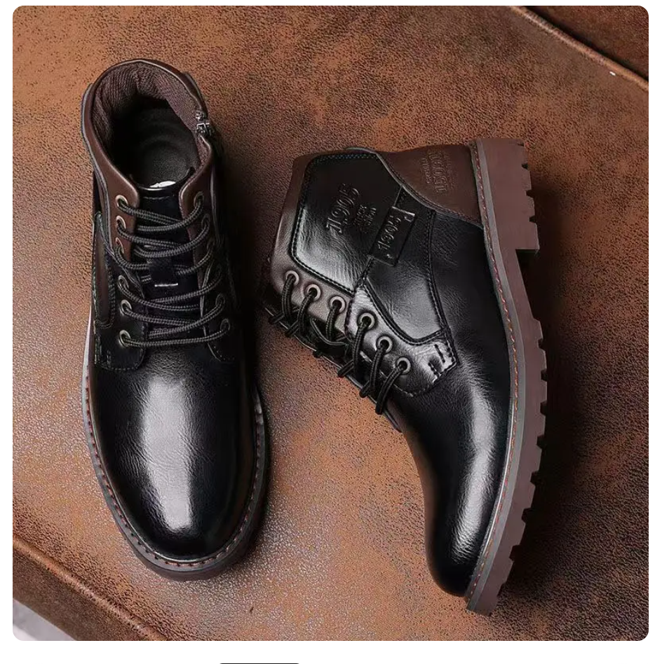 Schnürstiefel | Stiefeletten | Reißverschlussstiefel | Lederstiefel | Herrenstiefel-Schwarz-39-Chaps Herrenmode