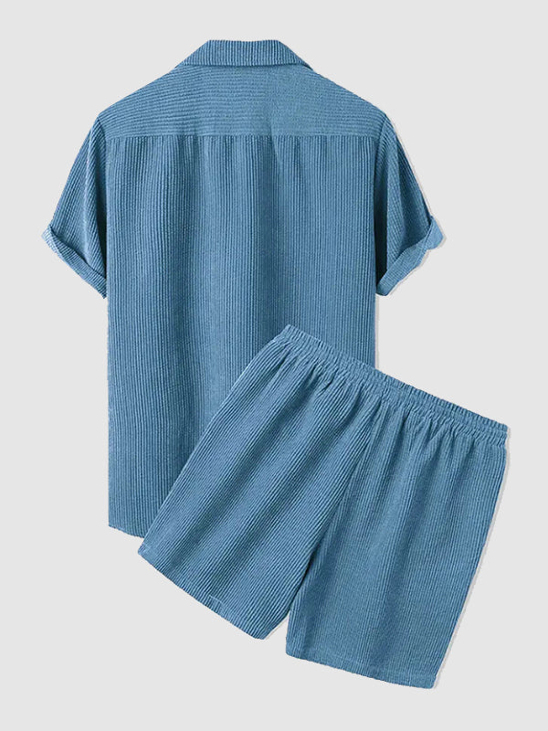 Set aus Hemd und Shorts | Cord | Kurzarm | Zweiteiler | Herren-Set aus Cord-Chaps Herrenmode
