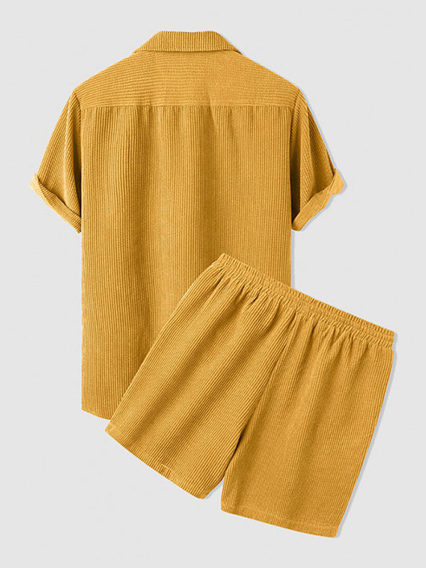 Set aus Hemd und Shorts | Cord | Kurzarm | Zweiteiler | Herren-Set aus Cord-Chaps Herrenmode