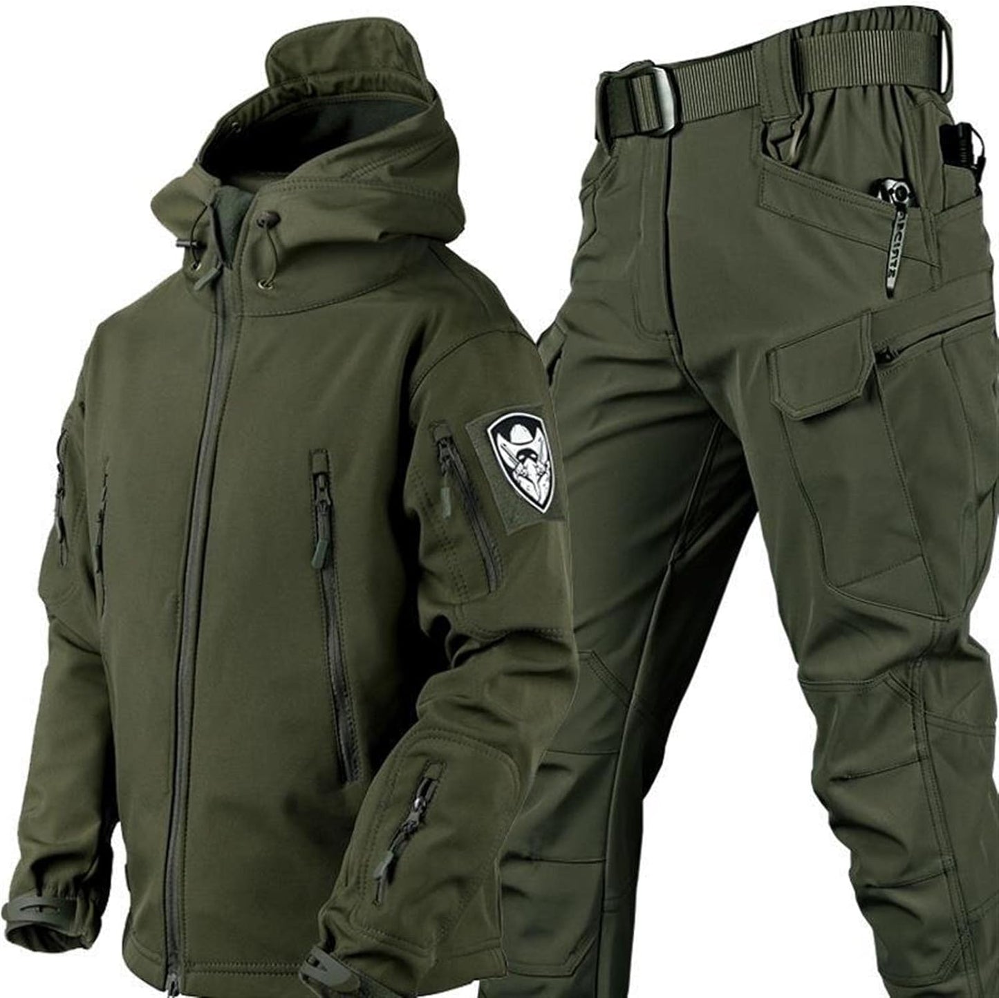 Set aus Jacke und Hose – taktische Outdoor-Jacke und Cargohose für Herren-Grün-S-Chaps Herrenmode