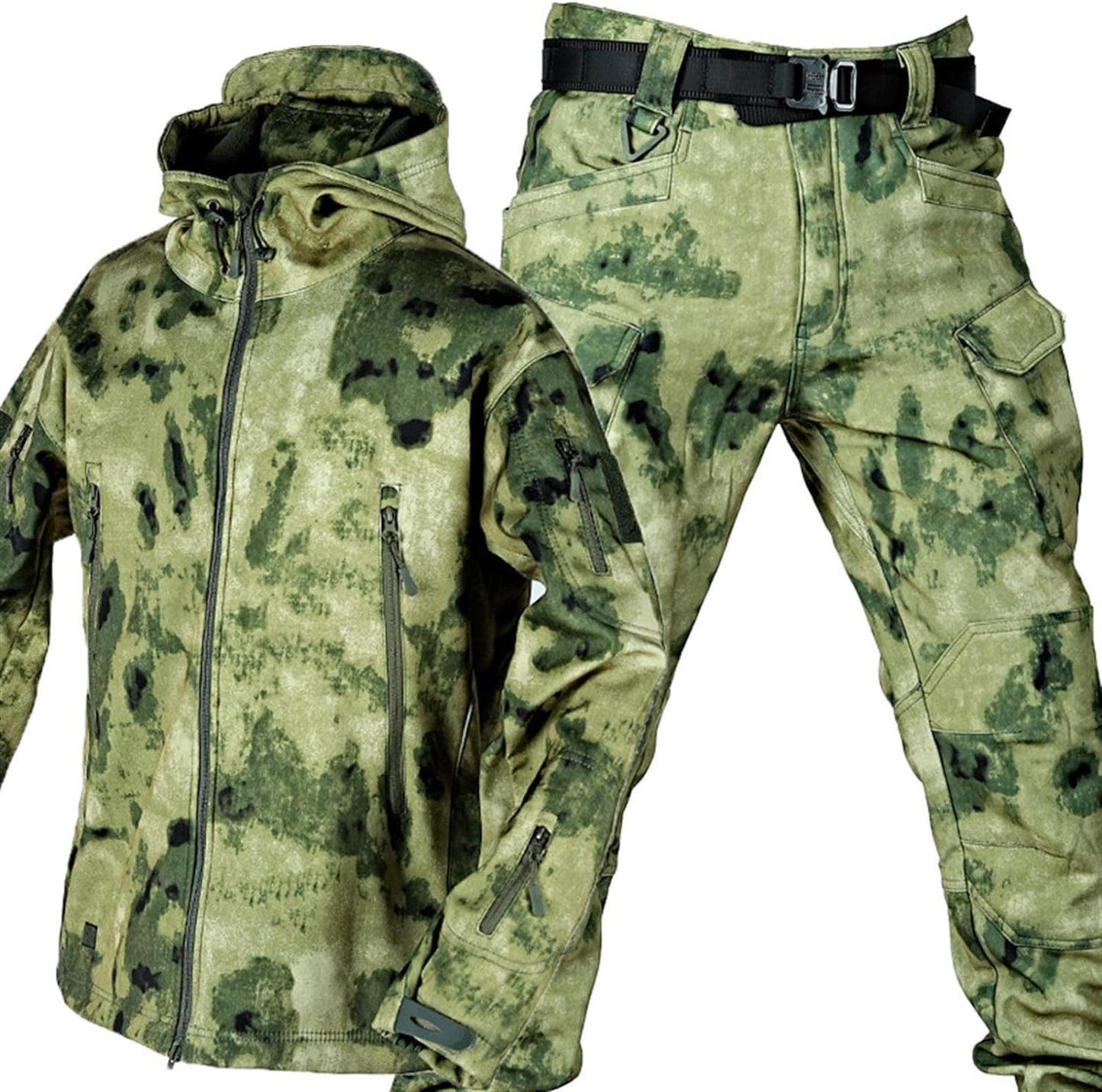 Set aus Jacke und Hose – taktische Outdoor-Jacke und Cargohose für Herren-Helle Tarnung-S-Chaps Herrenmode