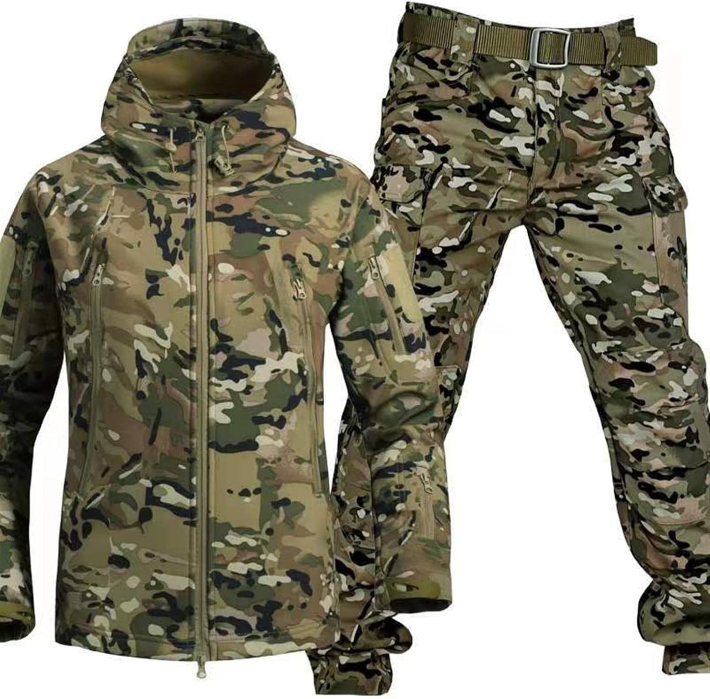Set aus Jacke und Hose – taktische Outdoor-Jacke und Cargohose für Herren-Tarnung-S-Chaps Herrenmode