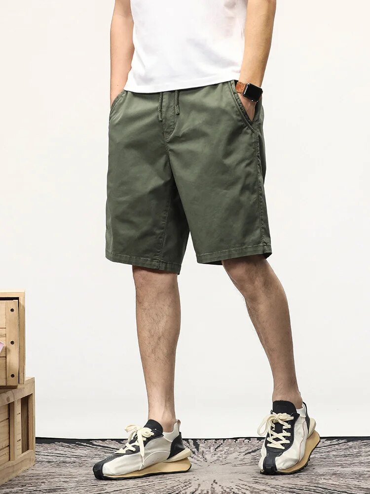 Shorts für Männer - Kordelzug - Lang - Freizeitshorts - Sommershorts-Armeegrün-28-Chaps Herrenmode