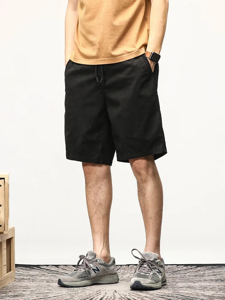 Shorts für Männer - Kordelzug - Lang - Freizeitshorts - Sommershorts-Schwarz-28-Chaps Herrenmode