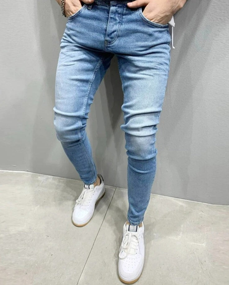 Skinny-Jeans – Bequem – schmale Passform – Stretch-Jeans – Herrenjeans-Hellblau-S-Chaps Herrenmode