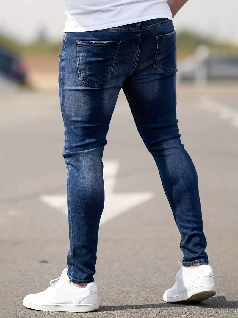 Skinny Jeans – Blau – Schmaler Schnitt – Zerrissene Jeans – Herrenjeans-Chaps Herrenmode