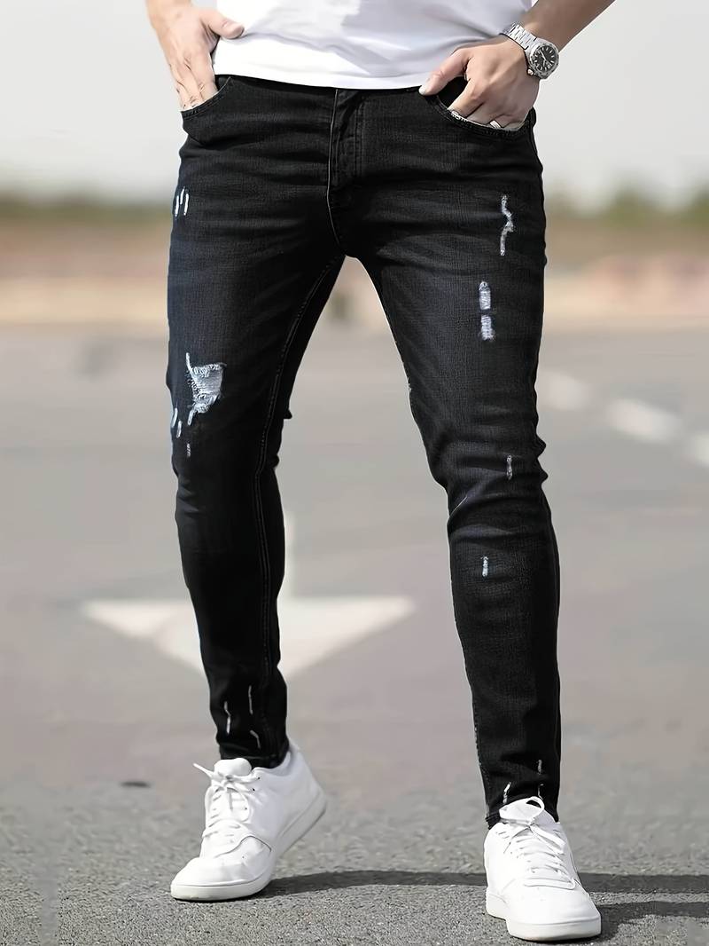 Skinny Jeans – Blau – Schmaler Schnitt – Zerrissene Jeans – Herrenjeans-Chaps Herrenmode