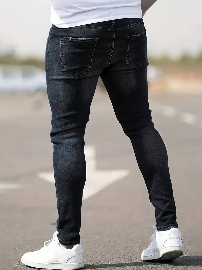 Skinny Jeans – Blau – Schmaler Schnitt – Zerrissene Jeans – Herrenjeans-Chaps Herrenmode