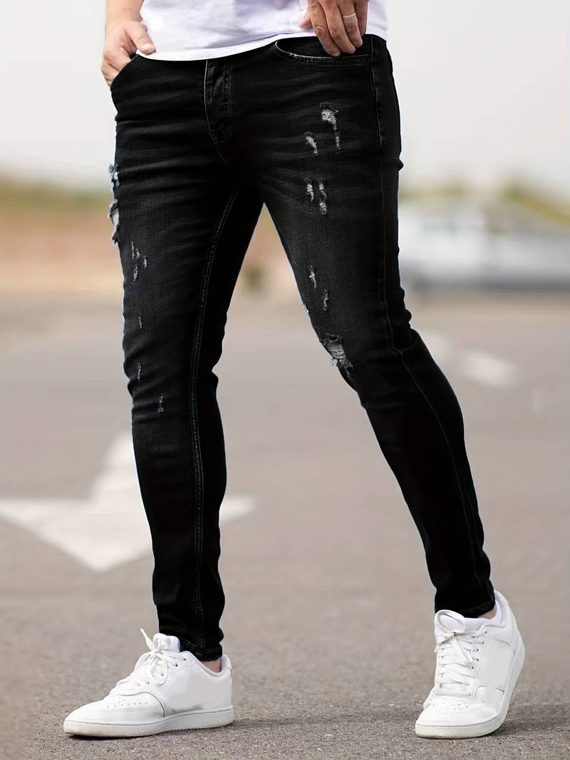 Skinny Jeans – Blau – Schmaler Schnitt – Zerrissene Jeans – Herrenjeans-Schwarz-XS-Chaps Herrenmode