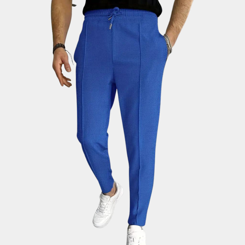 Skinny Sweatpants für Männer - Elastische Taille - Slim Fit - Freizeithosen - Herrenhosen-Blau-S-Chaps Herrenmode