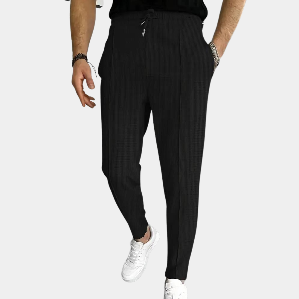 Skinny Sweatpants für Männer - Elastische Taille - Slim Fit - Freizeithosen - Herrenhosen-Schwarz-S-Chaps Herrenmode