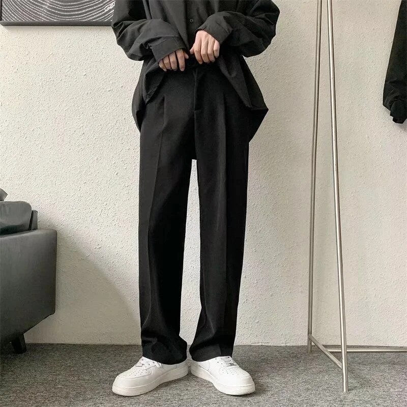Slack Pants - Gerades Bein - Lockere Passform - Bundfaltenhosen - Herrenhosen-Chaps Herrenmode