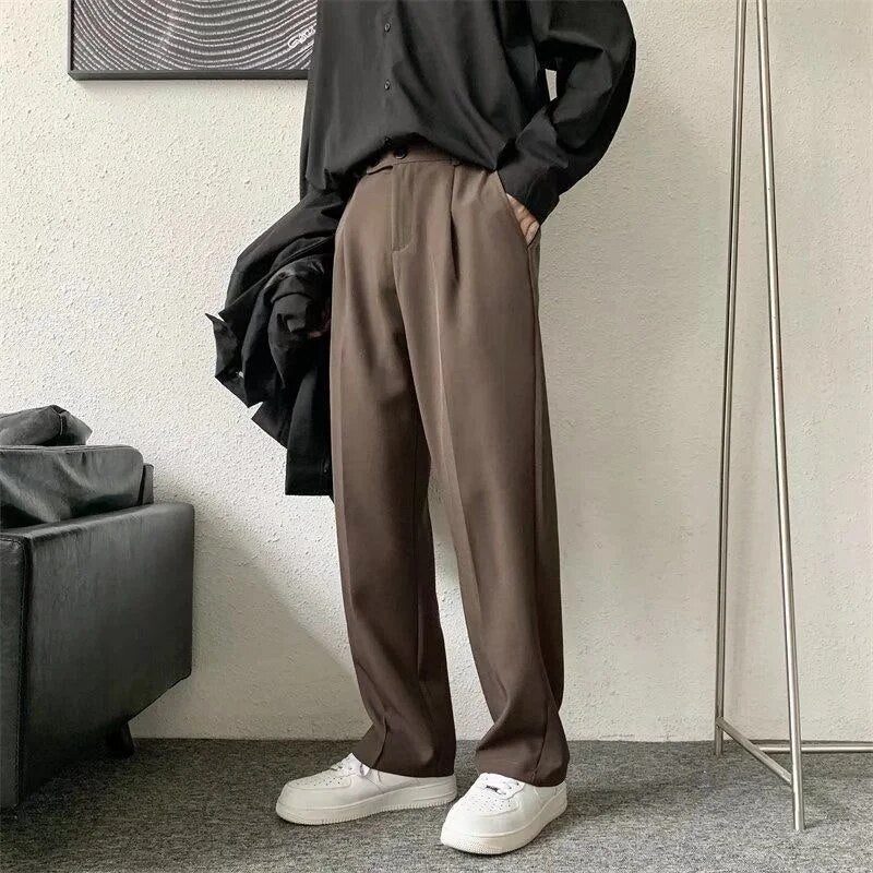 Slack Pants - Gerades Bein - Lockere Passform - Bundfaltenhosen - Herrenhosen-Chaps Herrenmode