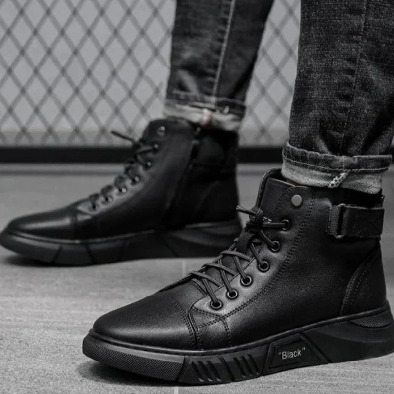 Sneaker-Stiefel – Schwarz – Reißverschluss – Hohe Sneakers – Herrenschuhe-Chaps Herrenmode