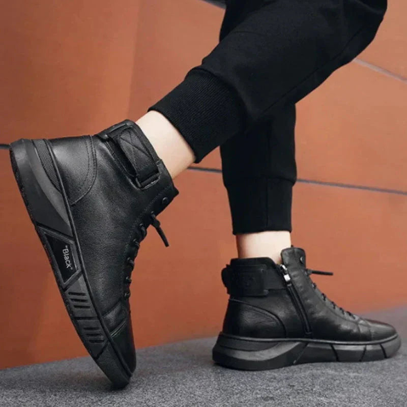 Sneaker-Stiefel – Schwarz – Reißverschluss – Hohe Sneakers – Herrenschuhe-Chaps Herrenmode